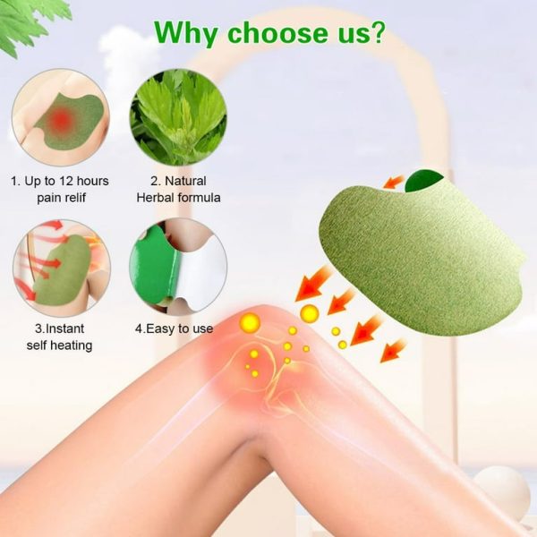 Natural Herbal Knee Pain Relief Patches – Deep Heat Therapy (12 Pcs Pack) - قدرتی جڑی بوٹیوں والے گھٹنے کے درد کے پیچ – ڈیپ ہیٹ تھراپی (12 عدد کا پیک)