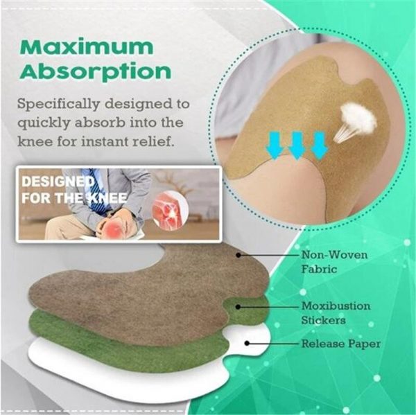 Natural Herbal Knee Pain Relief Patches – Deep Heat Therapy (12 Pcs Pack) - قدرتی جڑی بوٹیوں والے گھٹنے کے درد کے پیچ – ڈیپ ہیٹ تھراپی (12 عدد کا پیک)