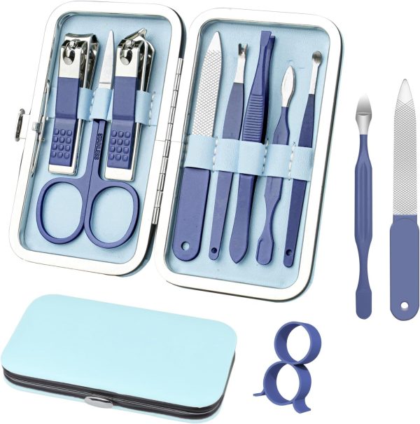 10 in 1 Manicure & Pedicure Kit – Stainless Steel Nail Clippers & Grooming Tools for Hands, Feet & Face with Travel Case